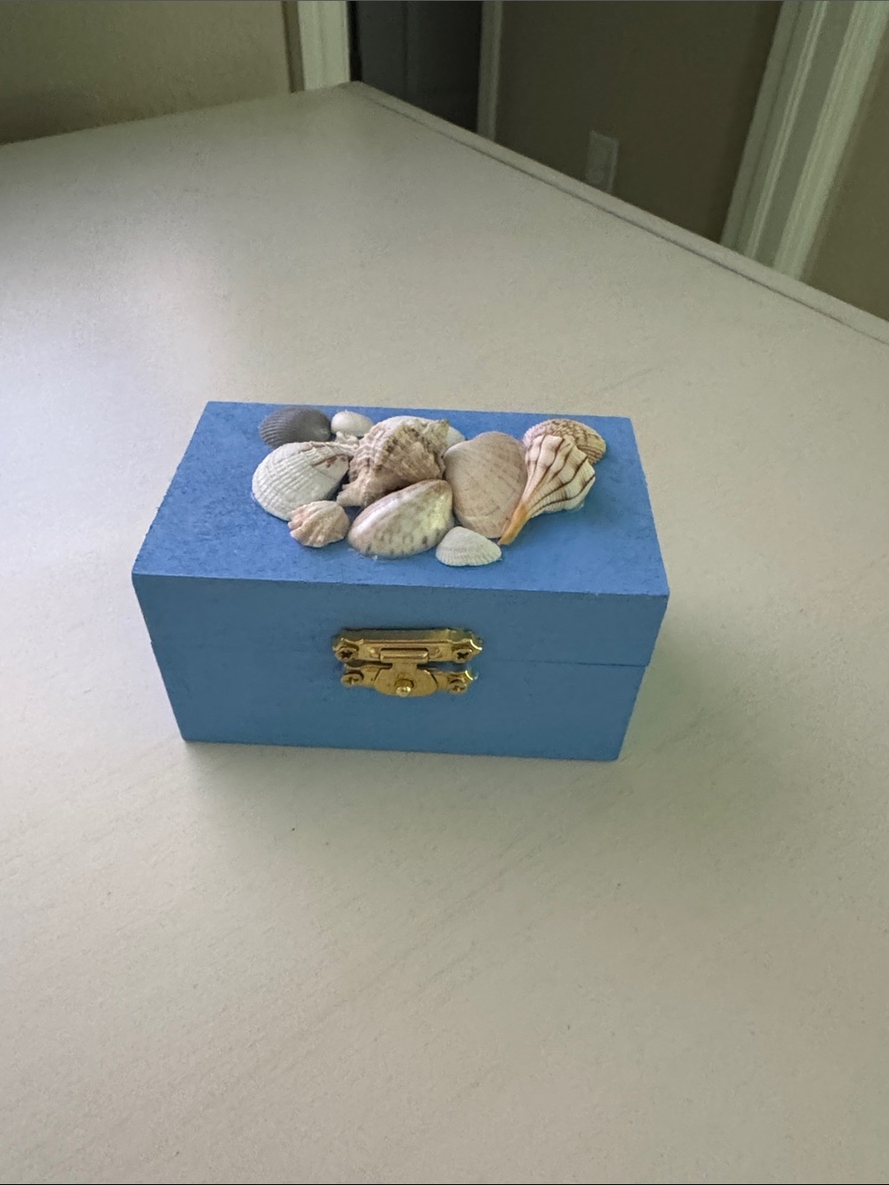 Blue Seashell Embellished Jewelry Box